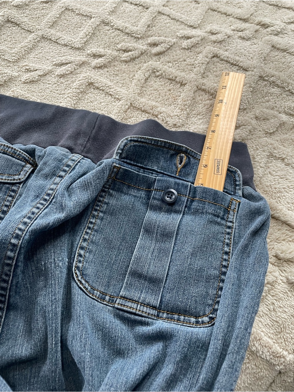 duo Maternity Stretch Denim Waistband Jeans in Blue Sz Large Weekender - Picture 6 of 10